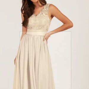 Azazie Gertrude Champagne Bridesmaid dress